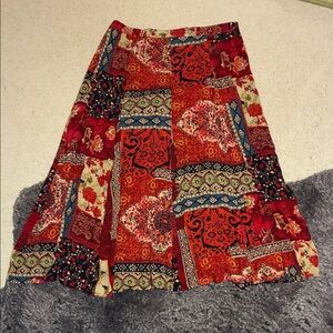 Koret Red and Black Patchwork A-Line Skirt